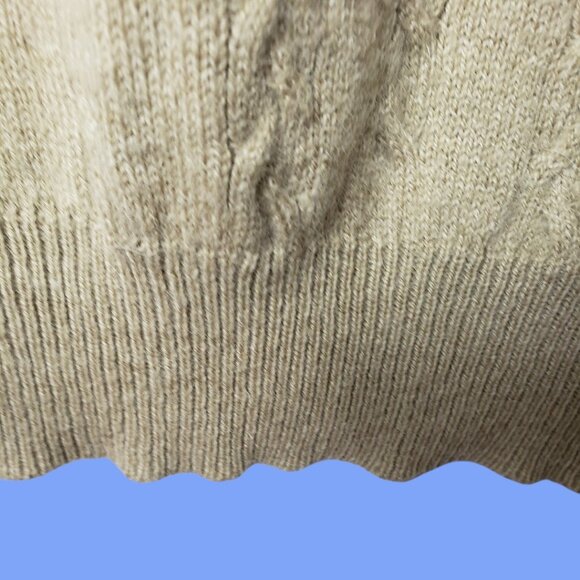 Crocodile Vtg Cable Knit Sweater With Embroidered Logo Wool Blend Beige Large - Picture 11 of 12